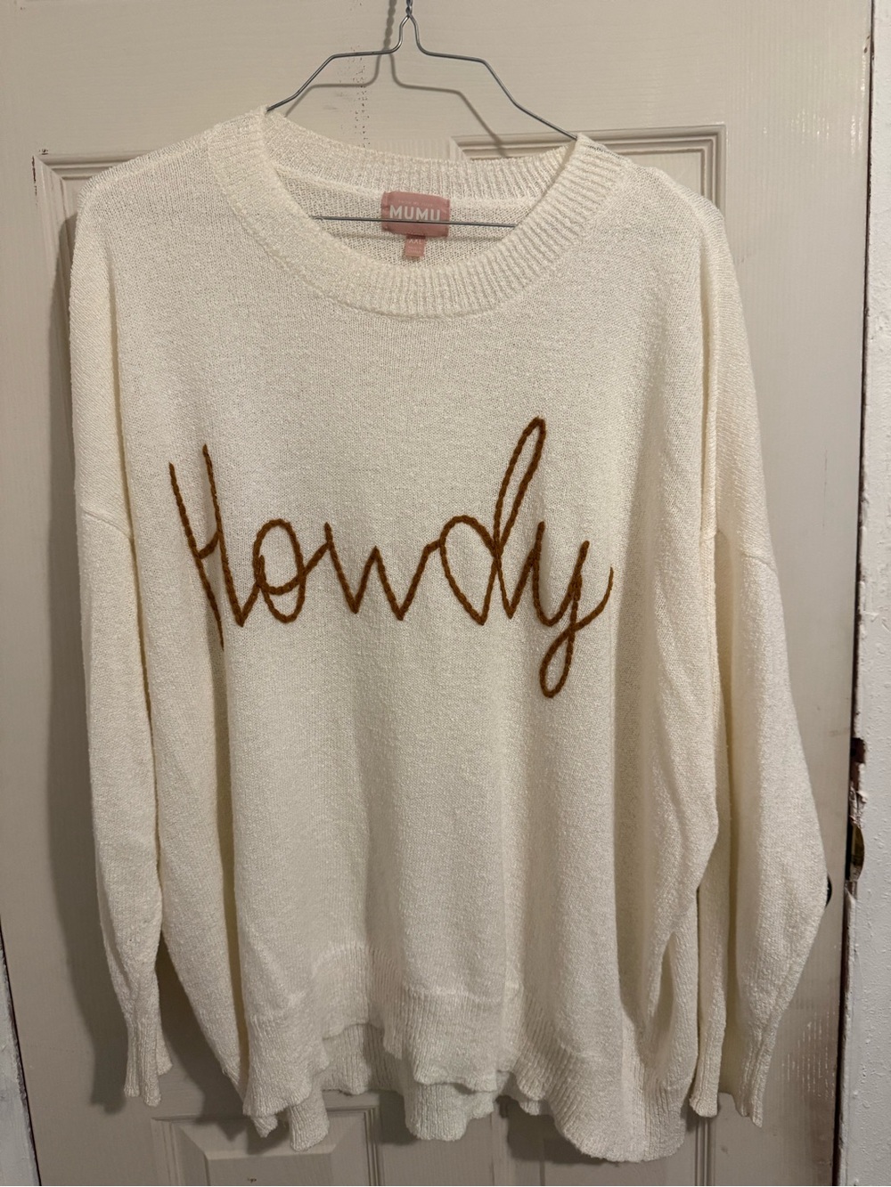 Show Me Your MuMu Cream 'Howdy' Script Sweater
